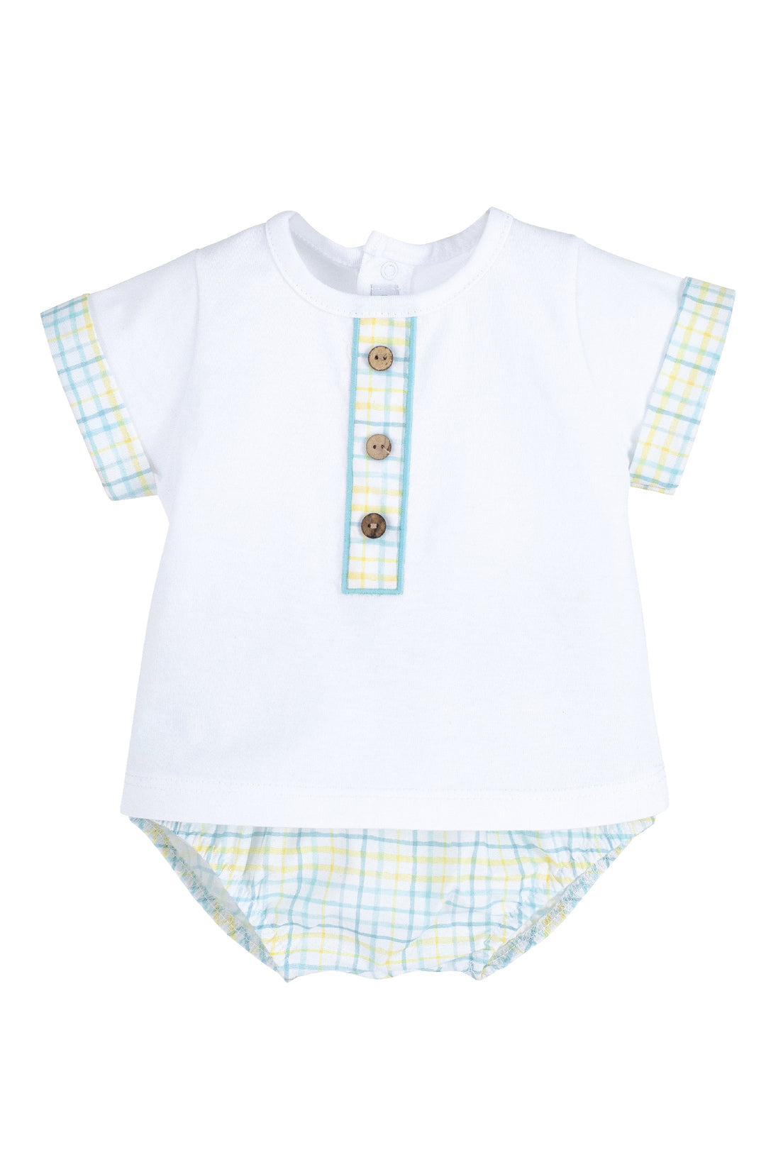 Calamaro "Winston" Turquoise & Lemon Checked Top & Jam Pants | Millie and John