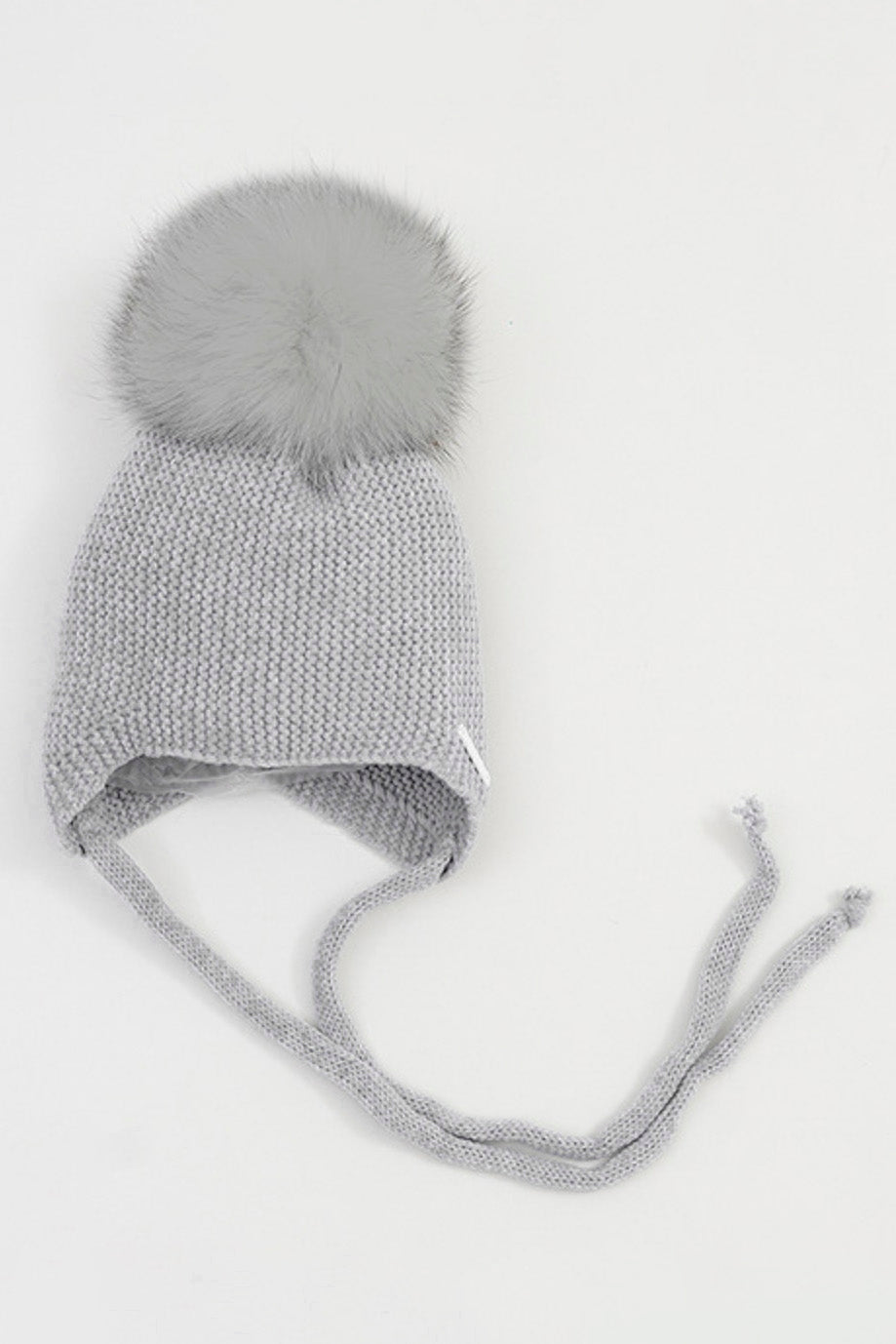 Pangasa Grey Faux Fur Hat with Ties | Millie and John