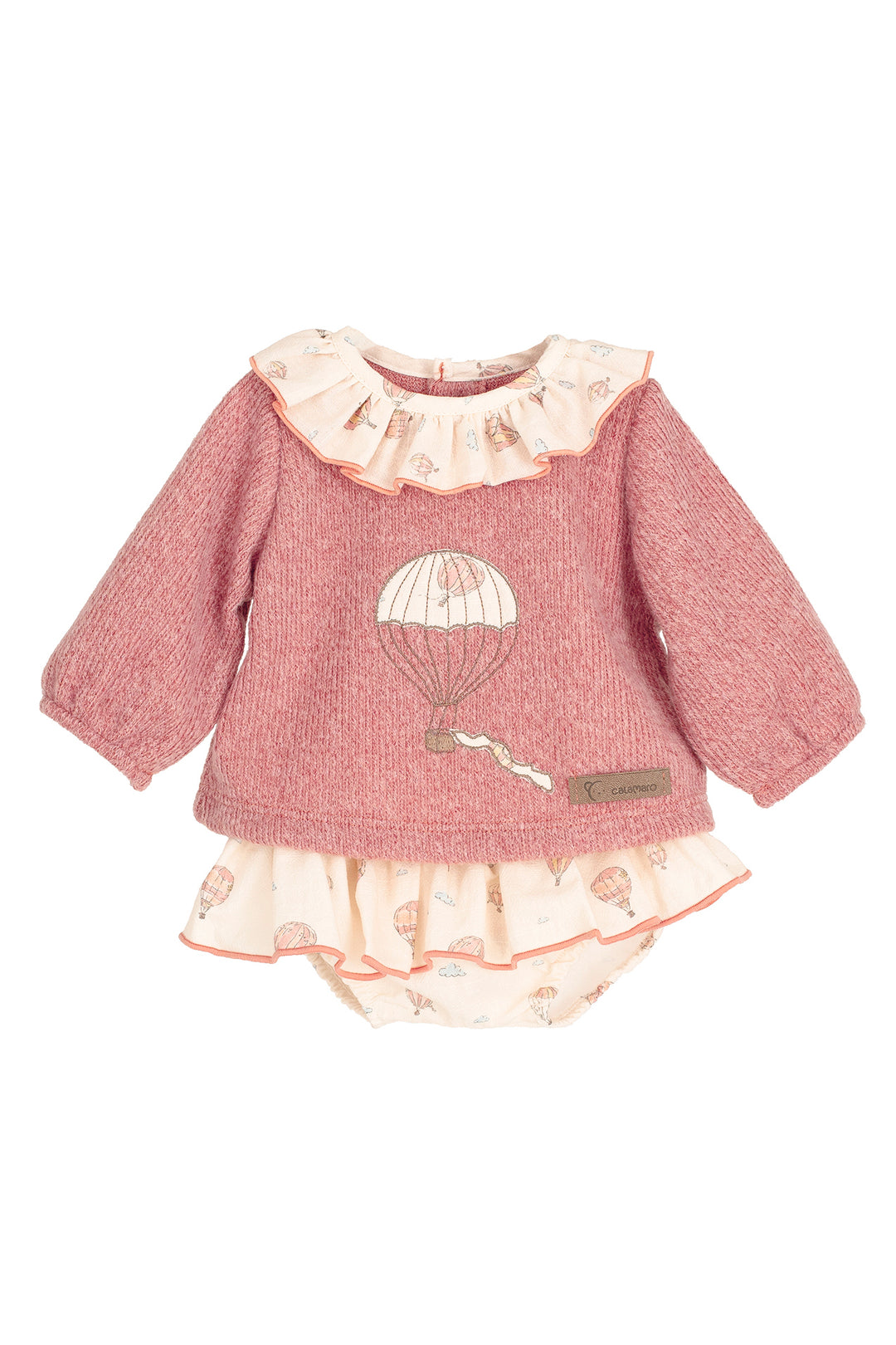 PREORDER "Marnie" Dusky Coral Chenille Hot Air Balloon Top & Bloomers