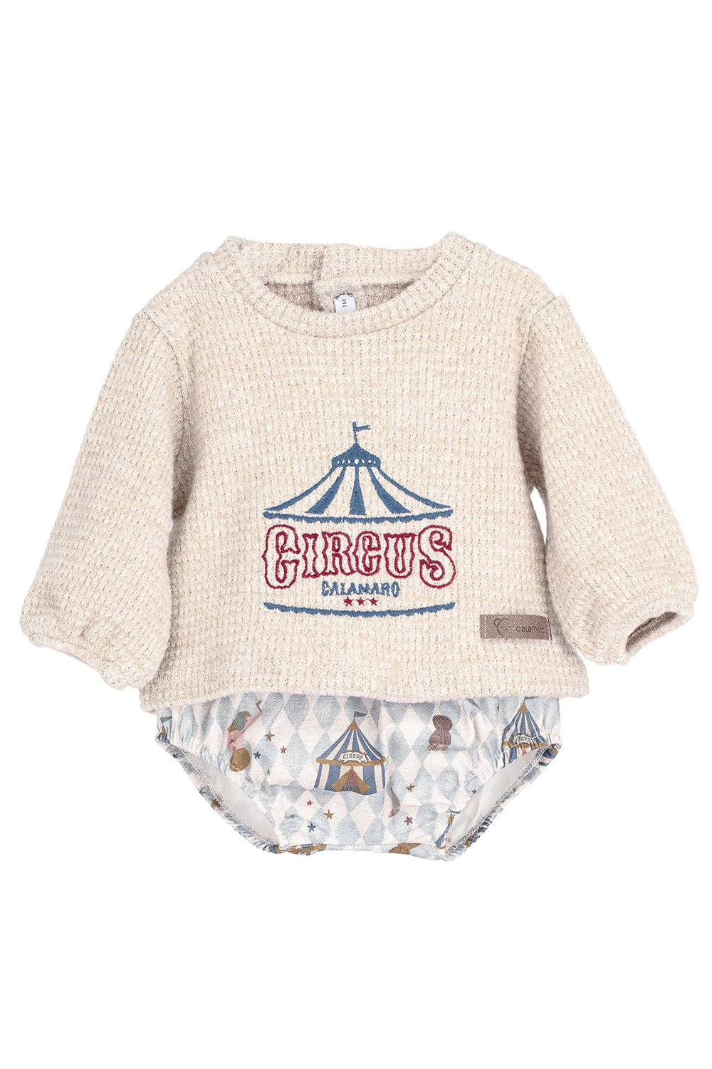Calamaro PREORDER "Percy" Stone & Pale Blue Chenille Circus Top & Jam Pants | Millie and John
