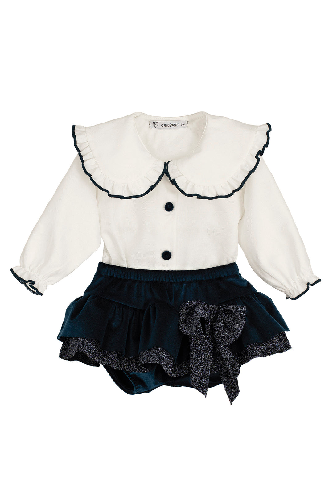 PREORDER "Celestine" Blouse & Sparkly Navy Velvet Skort