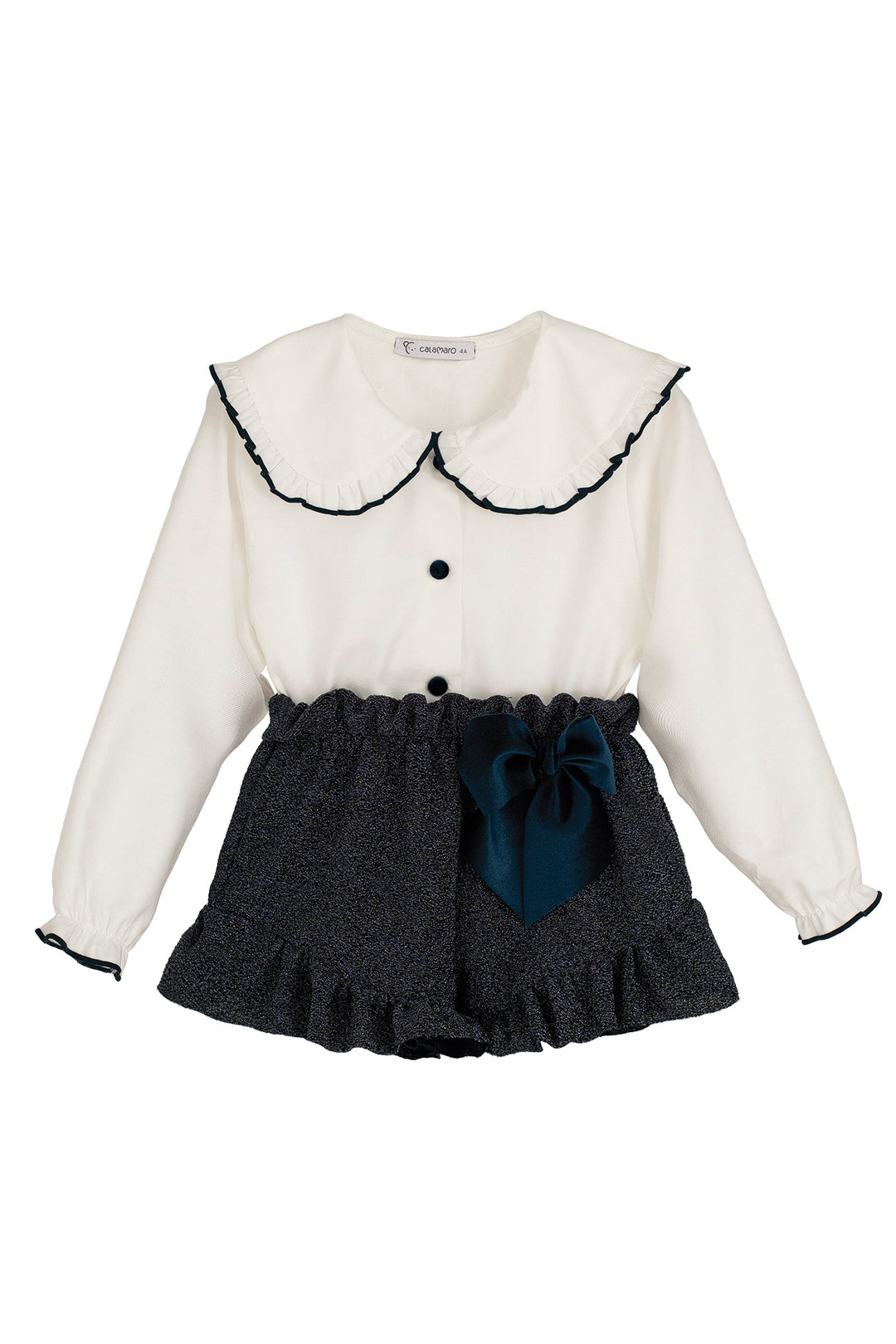 "Estella" Blouse & Sparkly Navy Shorts