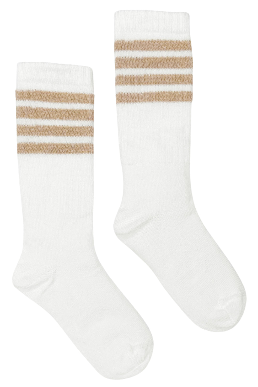 Meia Pata Beige Stripe Knee High Sport Socks | Millie and John