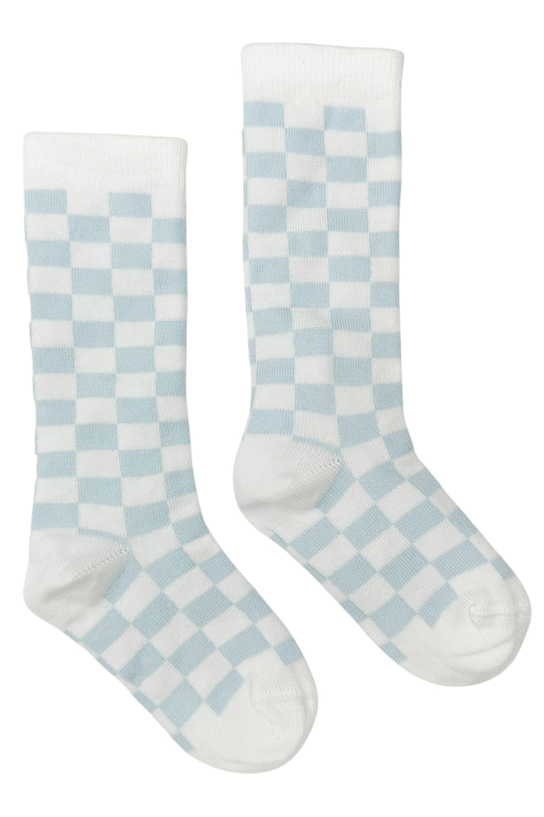 Baby Blue Checkerboard Knee High Socks