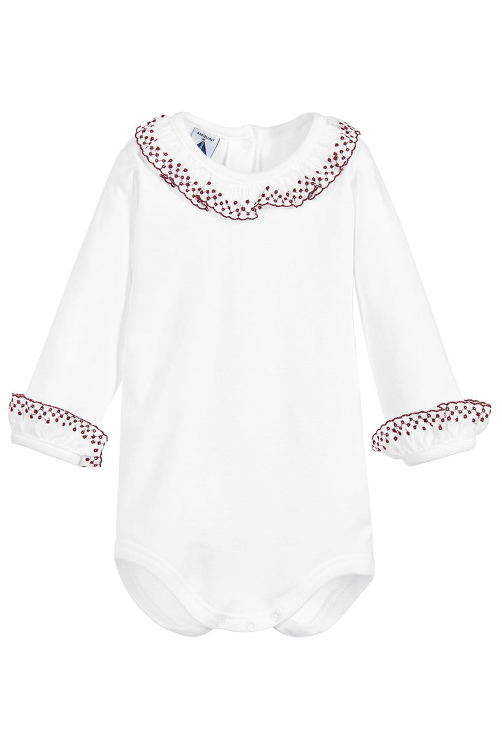 Babidu Long Sleeve Embroidered Ruffle Collar Bodysuit | Millie and John