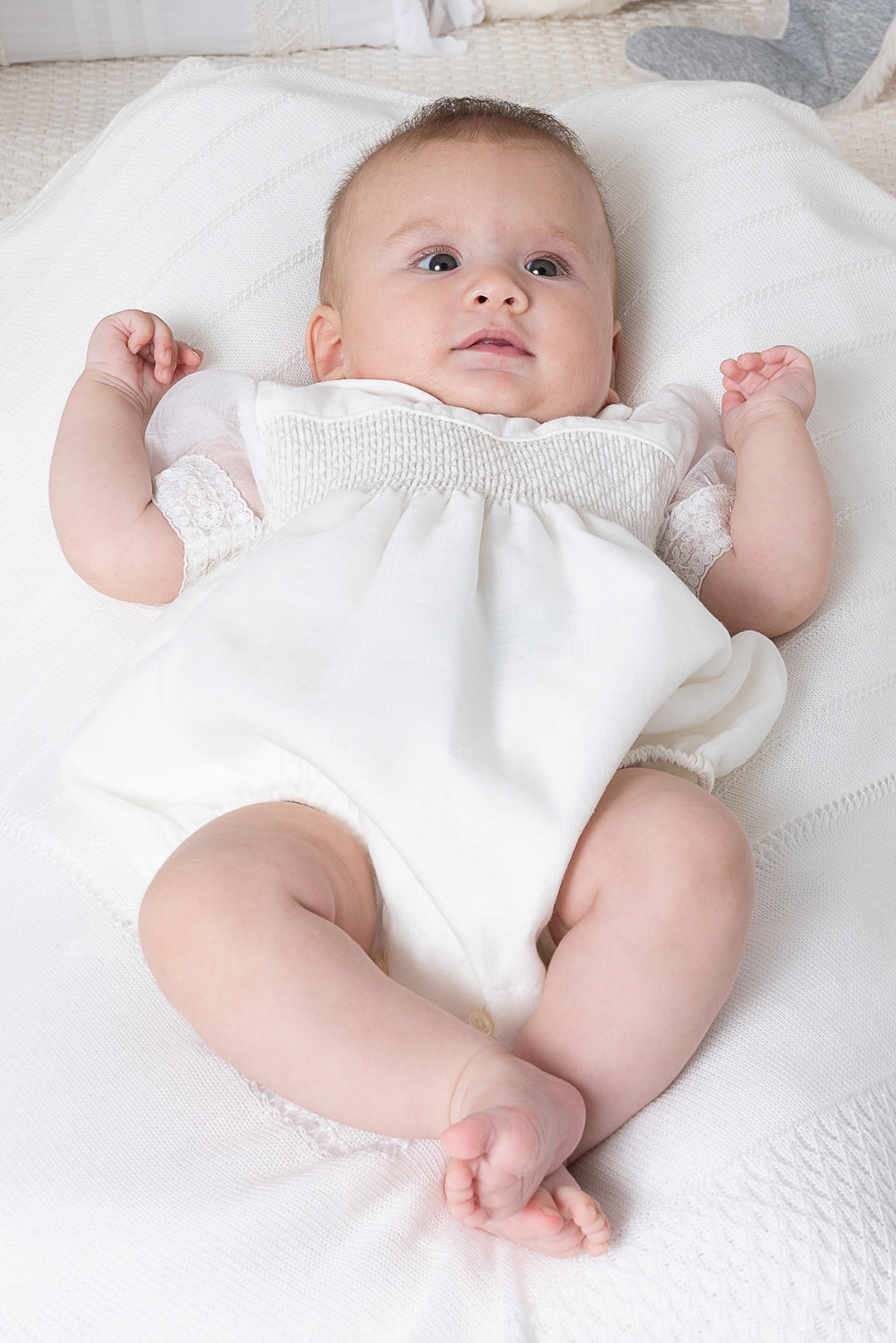 Granlei "Aspen" Ivory Smocked Romper | Millie and John