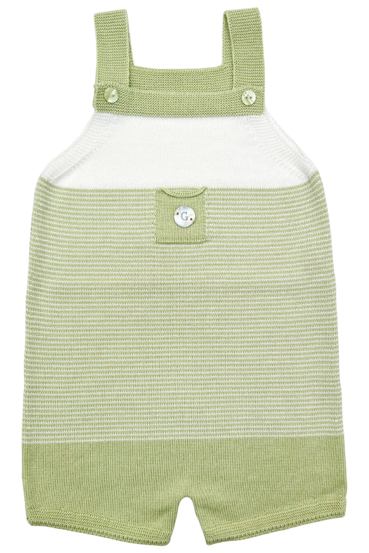 Granlei "Jagger" Pistachio Striped Knit Dungarees | Millie and John