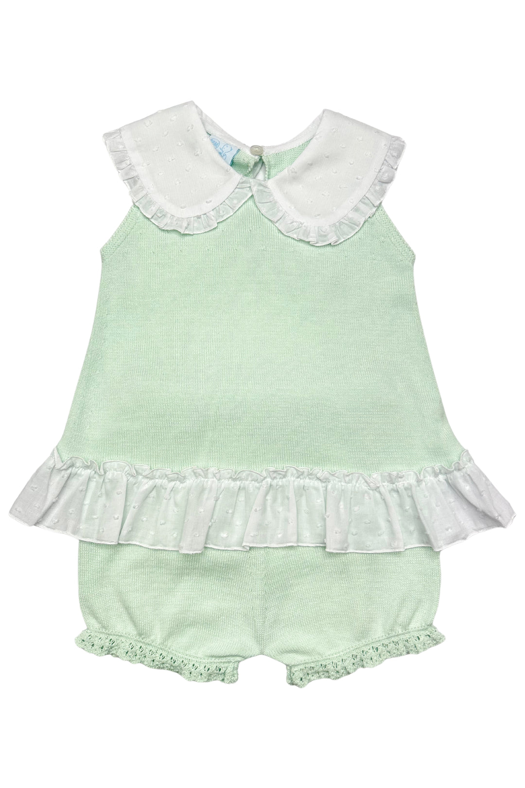 Granlei "Keke" Mint Plumeti Dot Bow Knit Blouse & Shorts | Millie and John
