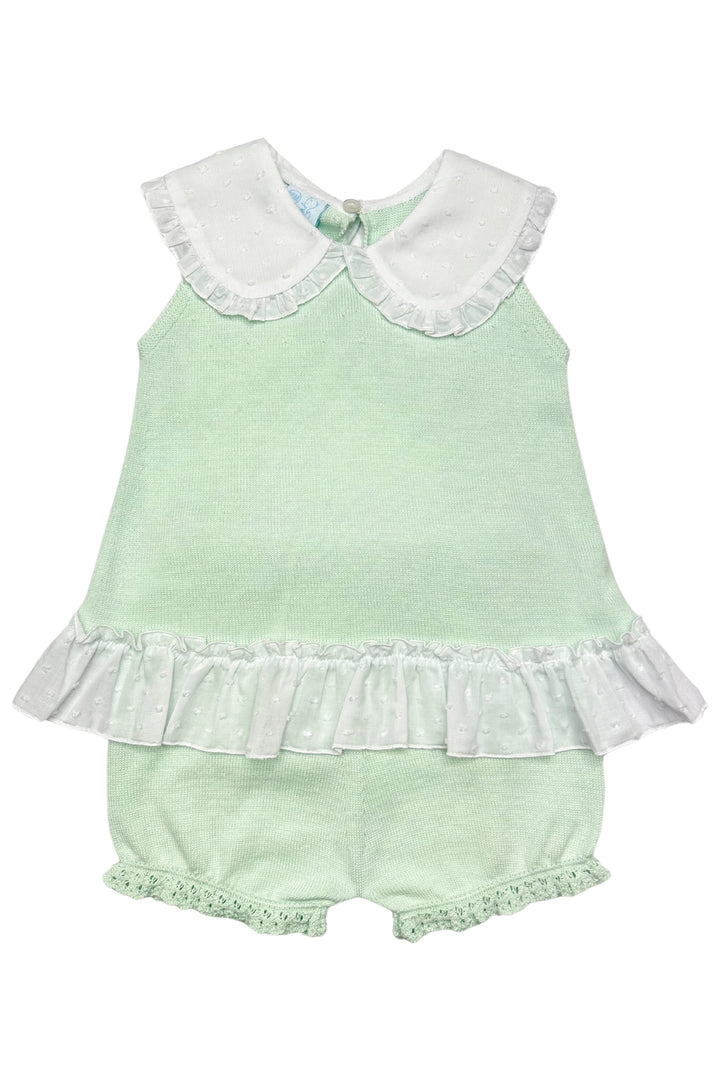Granlei "Keke" Mint Plumeti Dot Bow Knit Blouse & Shorts | Millie and John
