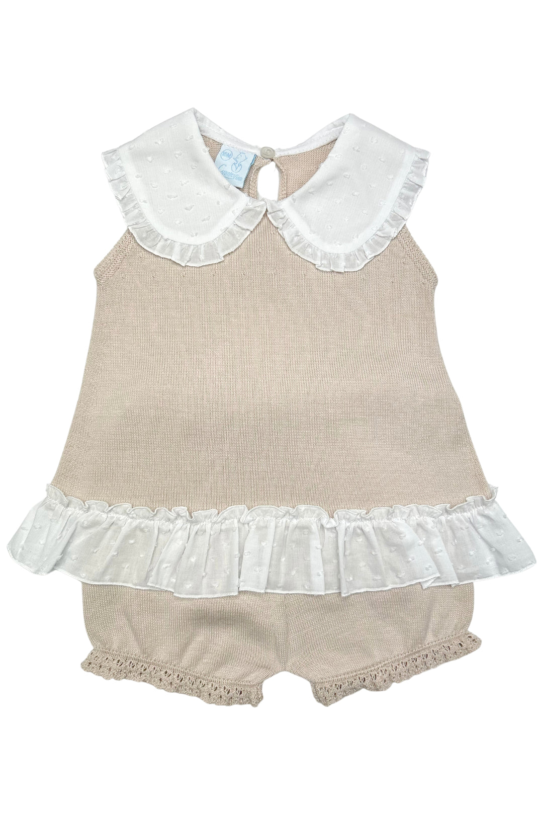 Granlei "Keke" Stone Plumeti Dot Bow Knit Blouse & Shorts | Millie and John