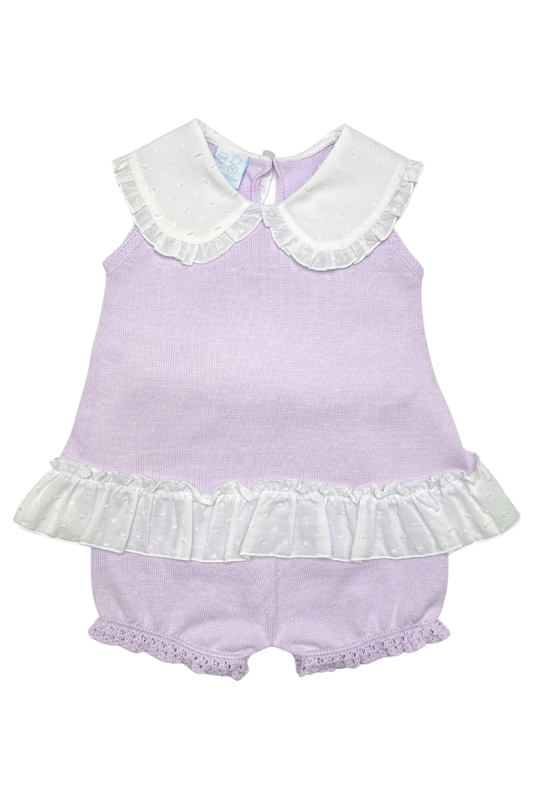 Granlei "Keke" Lilac Plumeti Dot Bow Knit Blouse & Shorts | Millie and John