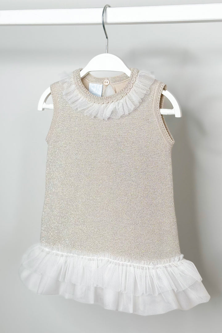Granlei "Grace" Sparkly Stone Knitted Tulle Bow Dress | Millie and John