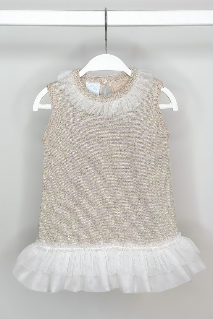 Granlei "Grace" Sparkly Stone Knitted Tulle Bow Dress | Millie and John