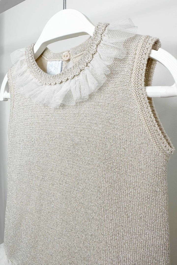 Granlei "Grace" Sparkly Stone Knitted Tulle Bow Dress | Millie and John