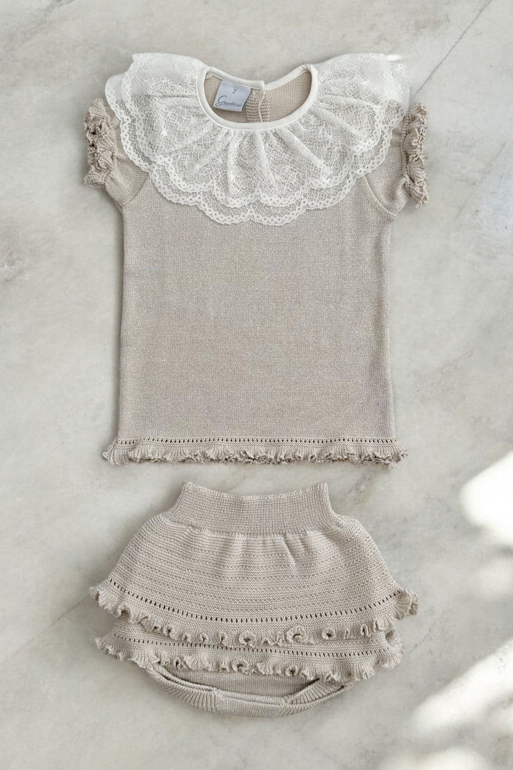 Granlei "Nuriyah" Sparkly Stone Knitted Lace Top & Skort | Millie and John
