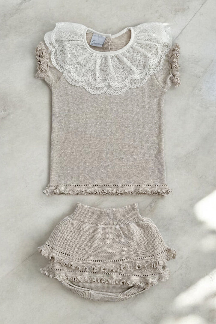 Granlei "Nuriyah" Sparkly Stone Knitted Lace Top & Skort | Millie and John