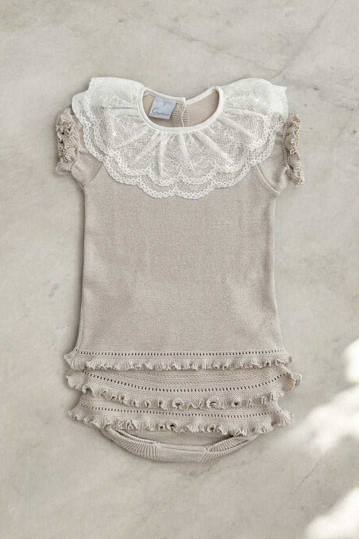 Granlei "Nuriyah" Sparkly Stone Knitted Lace Top & Skort | Millie and John