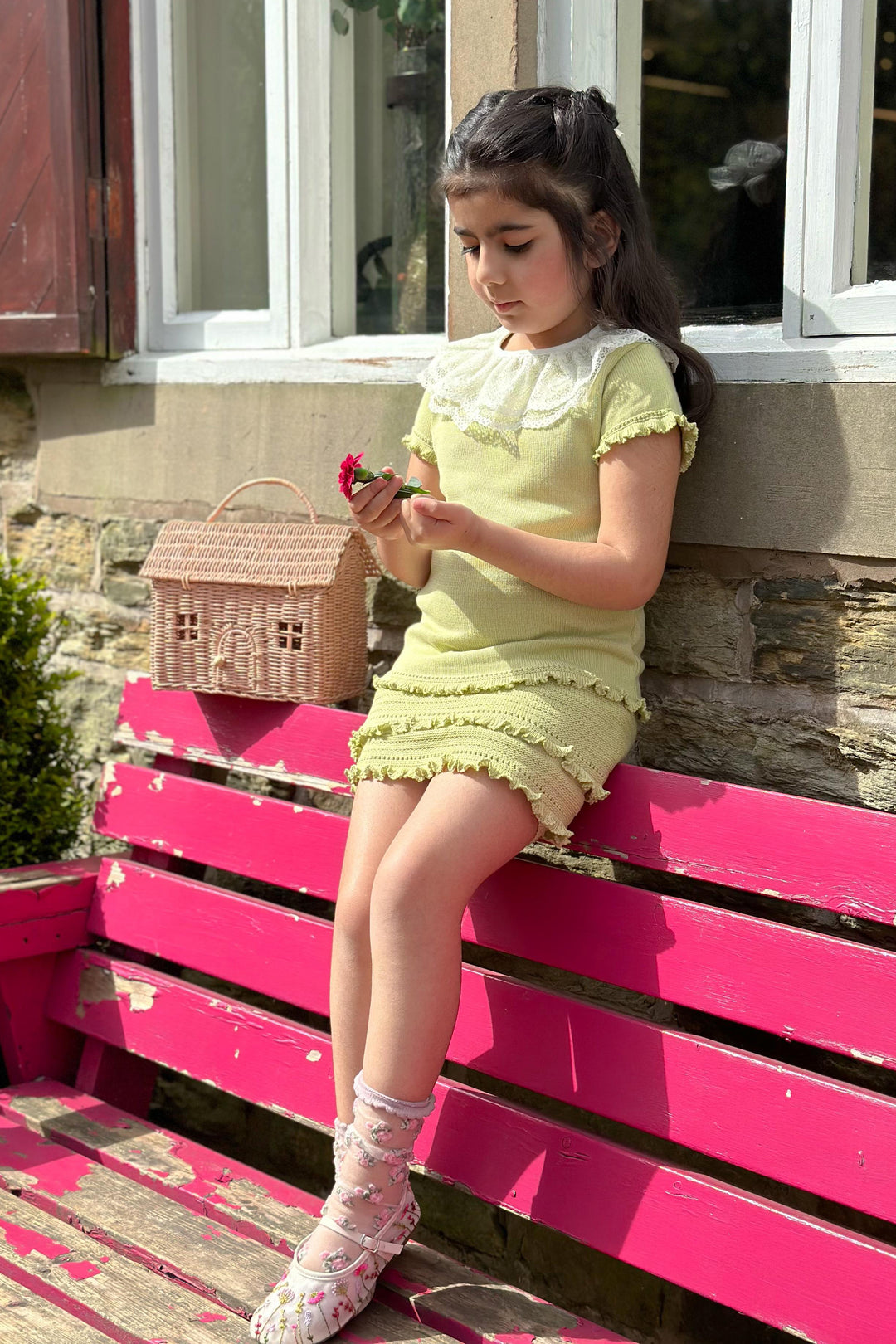 Granlei "Nuriyah" Pistachio Knitted Lace Top & Skort | Millie and John