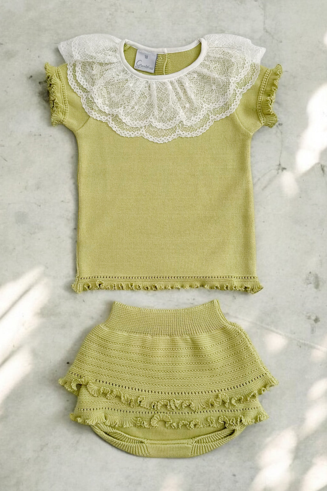 Granlei "Nuriyah" Pistachio Knitted Lace Top & Skort | Millie and John