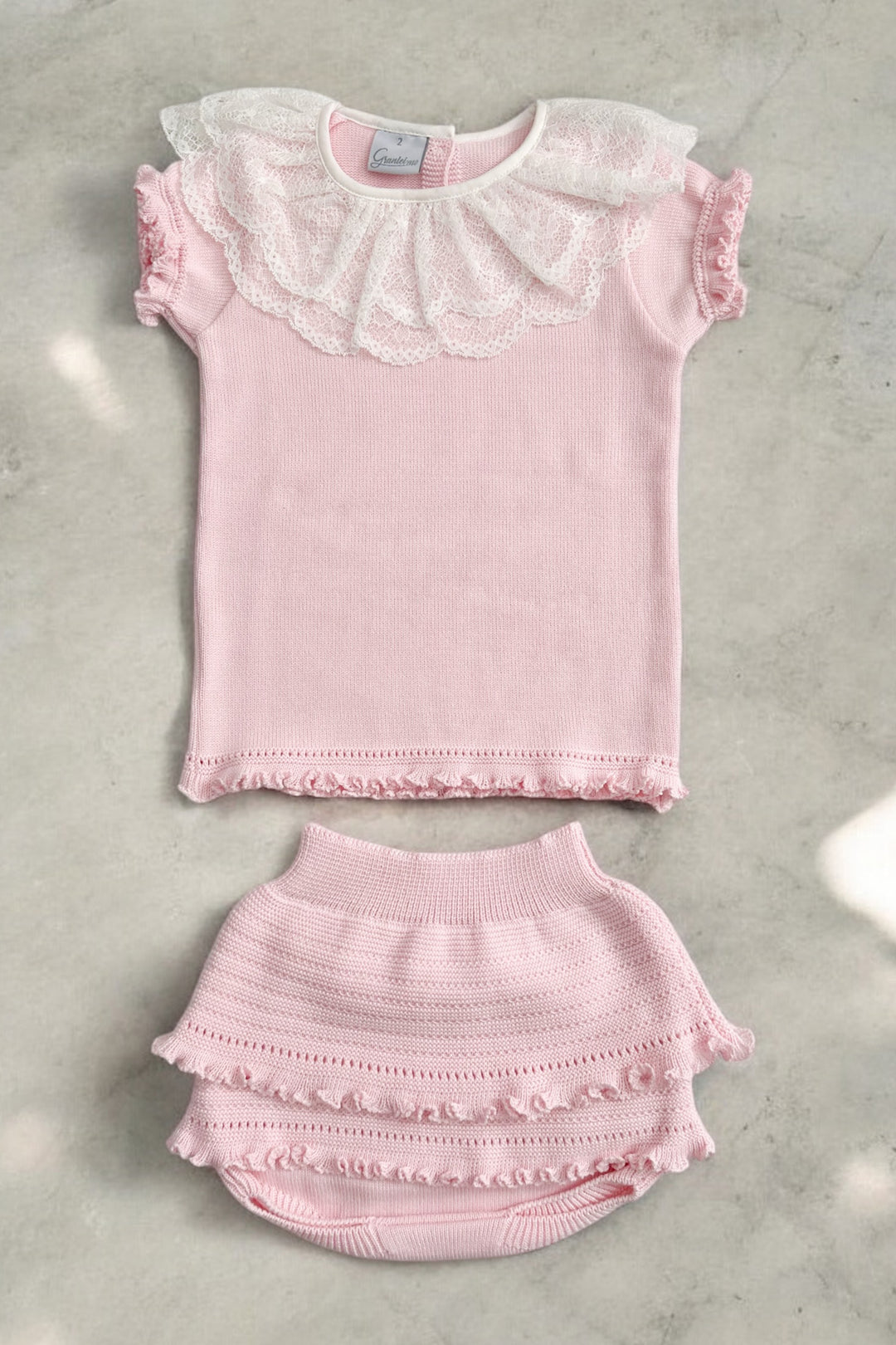 Granlei "Nuriyah" Pink Knitted Lace Top & Skort | Millie and John