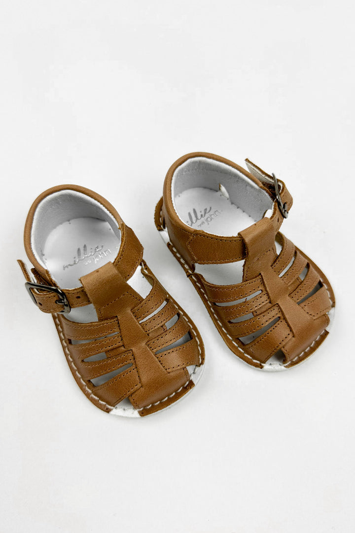 León Shoes X M&J "Luis" Brown Leather Sandals | Millie and John