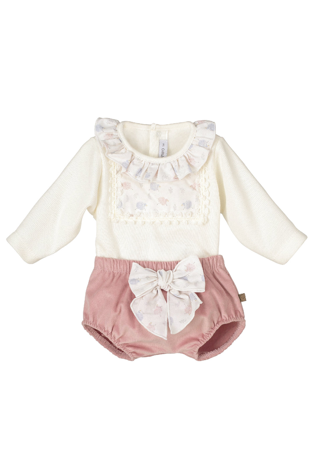 Calamaro "Pearl" Cream Sheep Top & Pink Bloomers | Millie and John