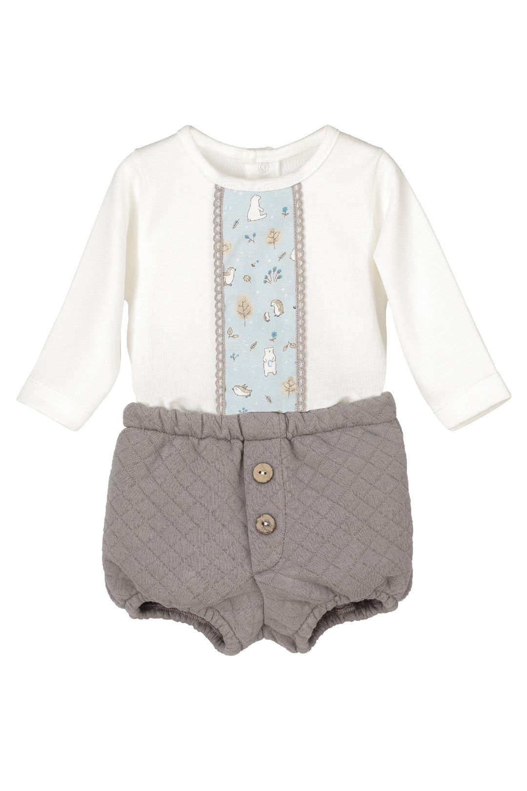 Calamaro "Kit" Ivory Polar Bear Top & Grey Jam Pants | Millie and John