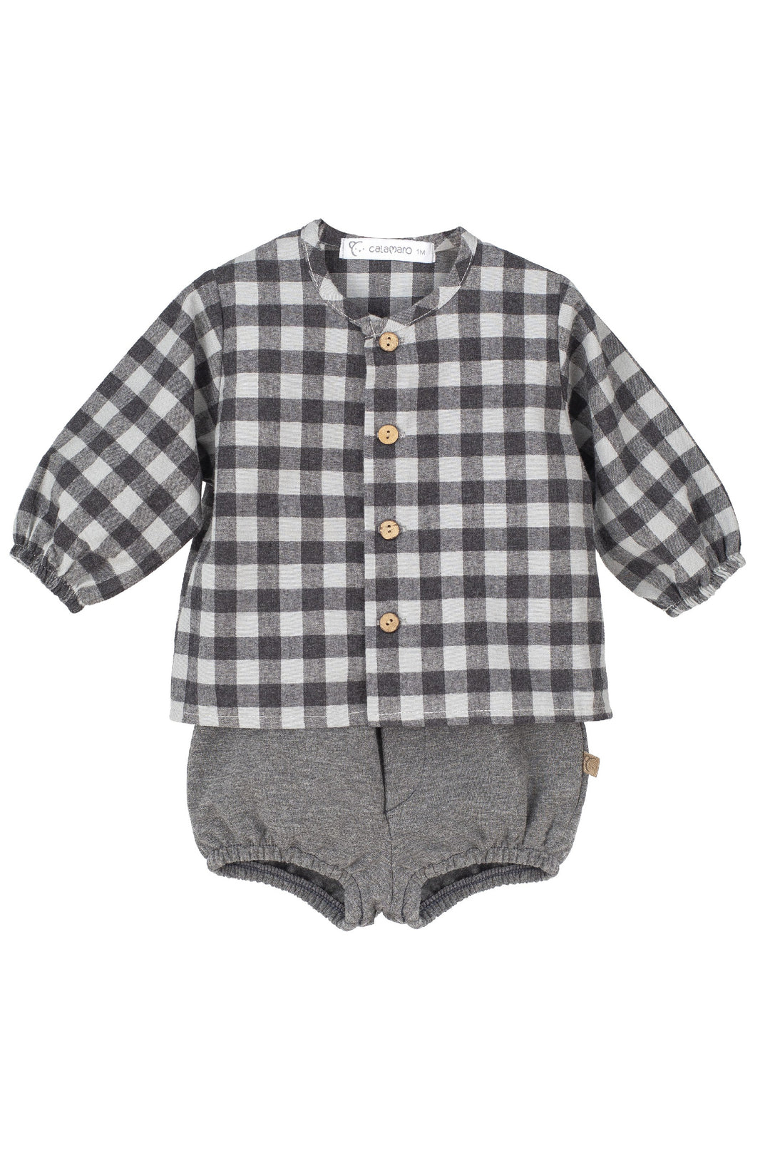 Calamaro "Regan" Charcoal Checked Shirt & Jam Pants | Millie and John