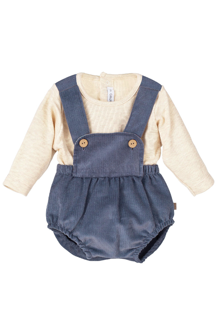 Calamaro "Xander" Sand Top & Dusky Blue Cord Jam Pants | Millie and John