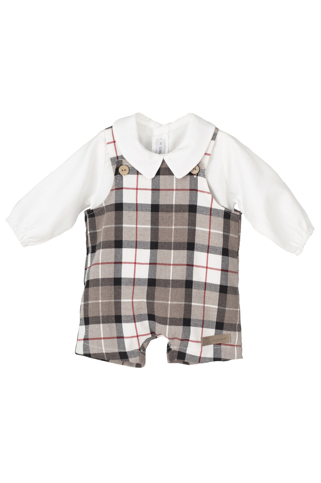 Calamaro Excellentt "Forrest" Shirt & Stone Tartan Dungarees | Millie and John