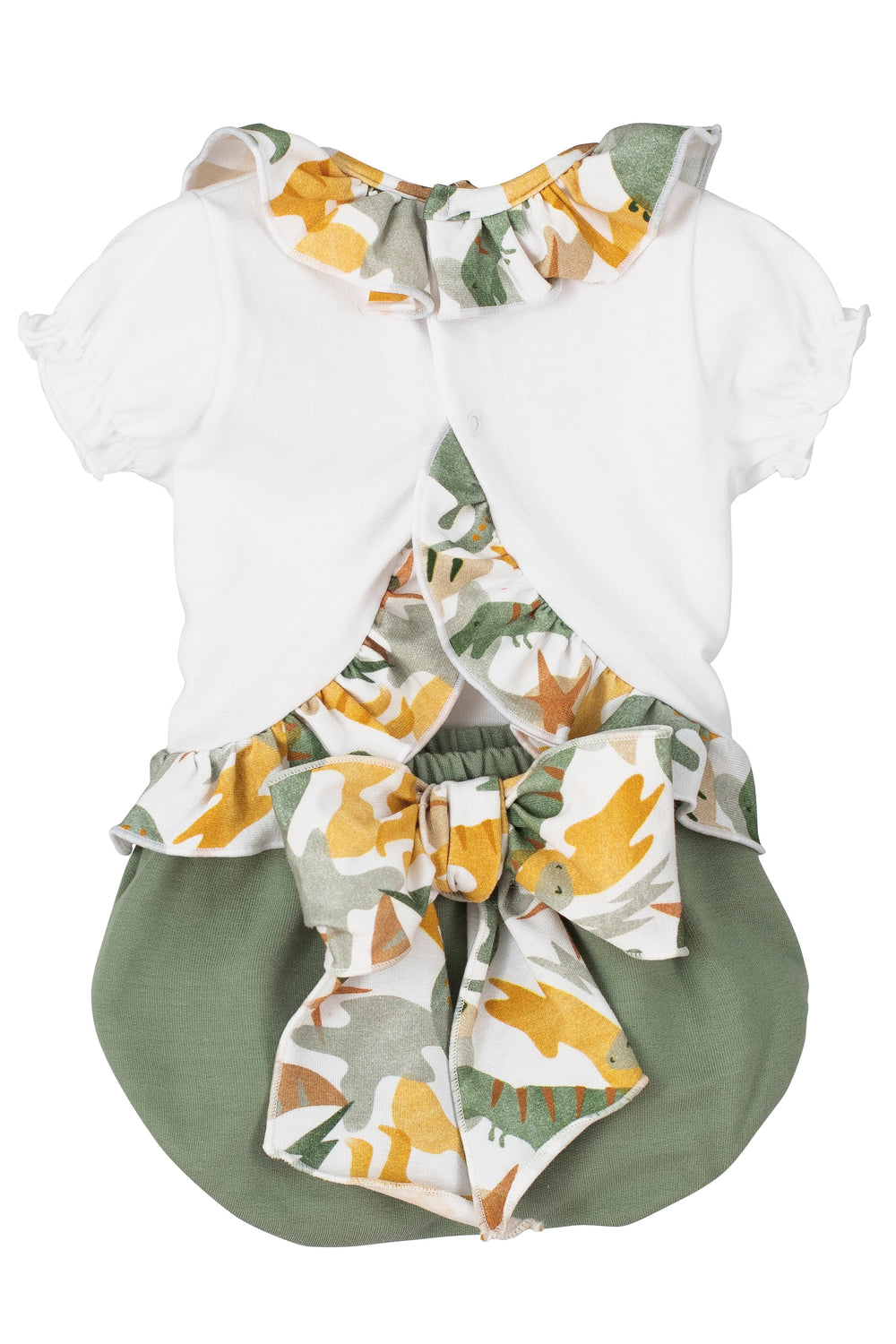 Calamaro PREORDER "Eliana" Dinosaur Print Blouse & Bloomers | Millie and John