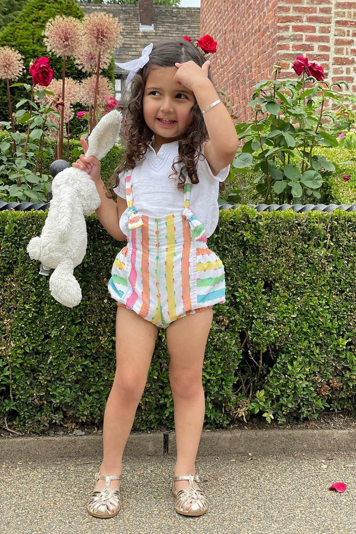 José Varón "Maddox" Multicoloured Striped Shirt & Dungaree Romper | Millie and John