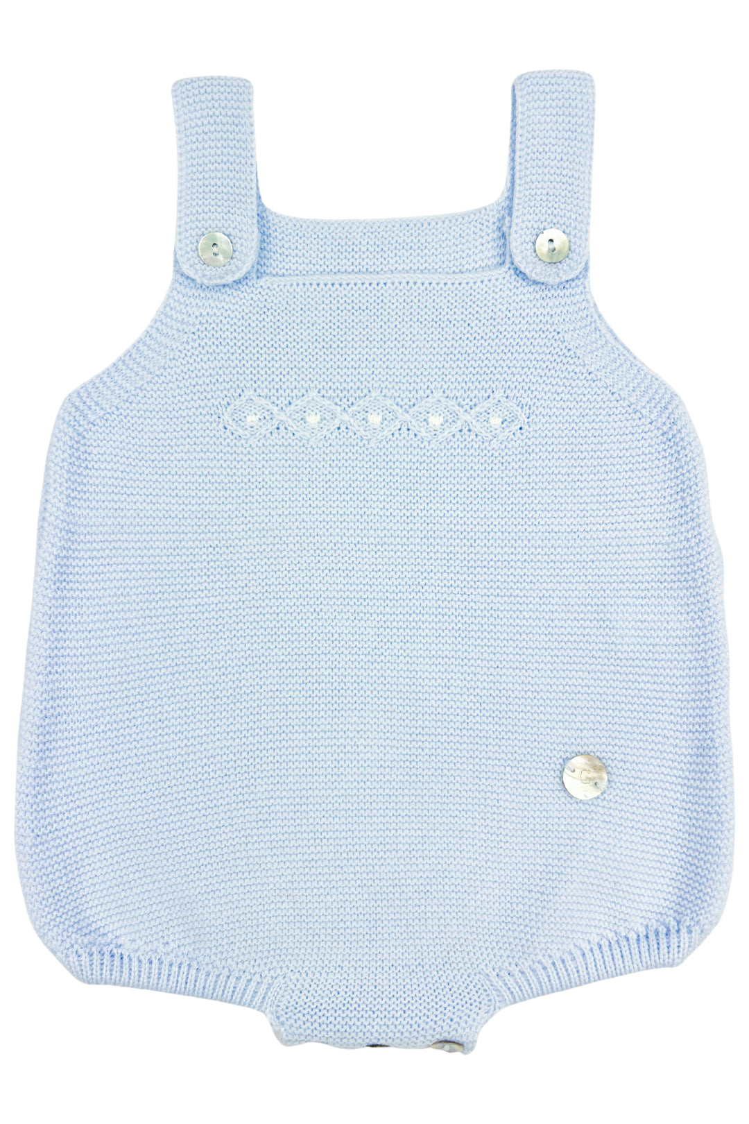 Granlei "Quincy" Baby Blue Knitted Dungaree Romper | Millie and John