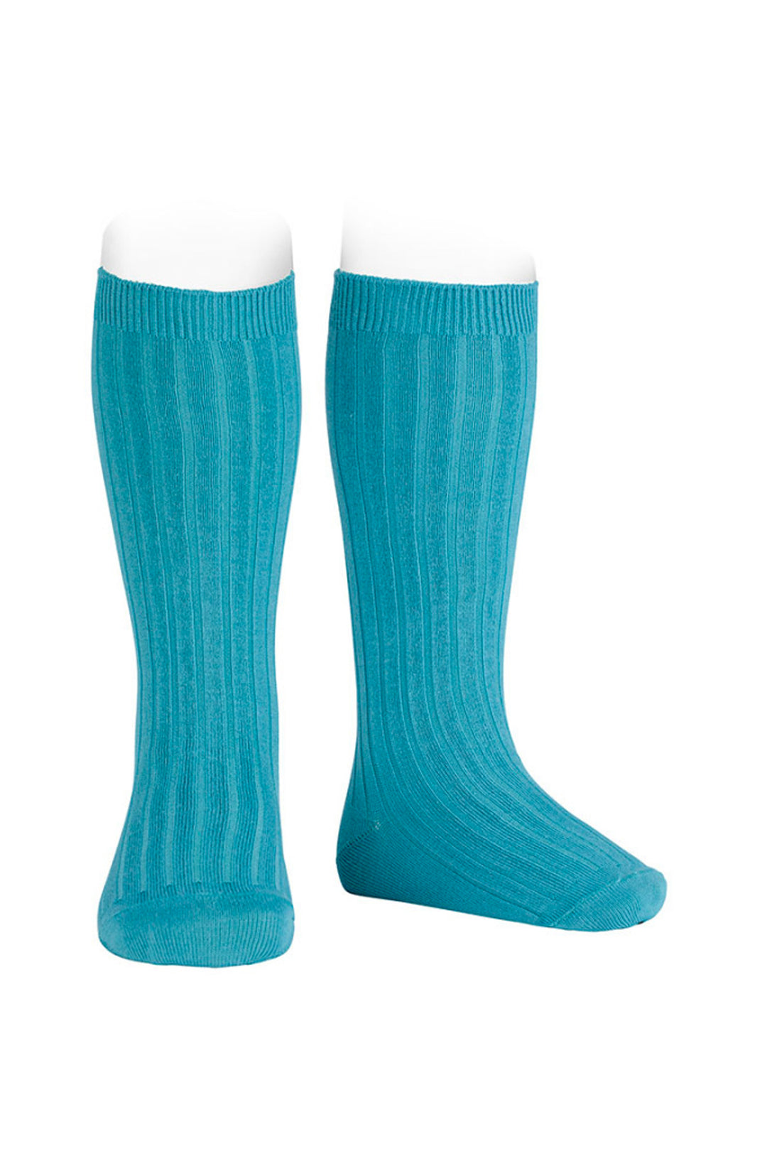 Condor Teal Wide Ribbed Knee High Socks | Millie and John