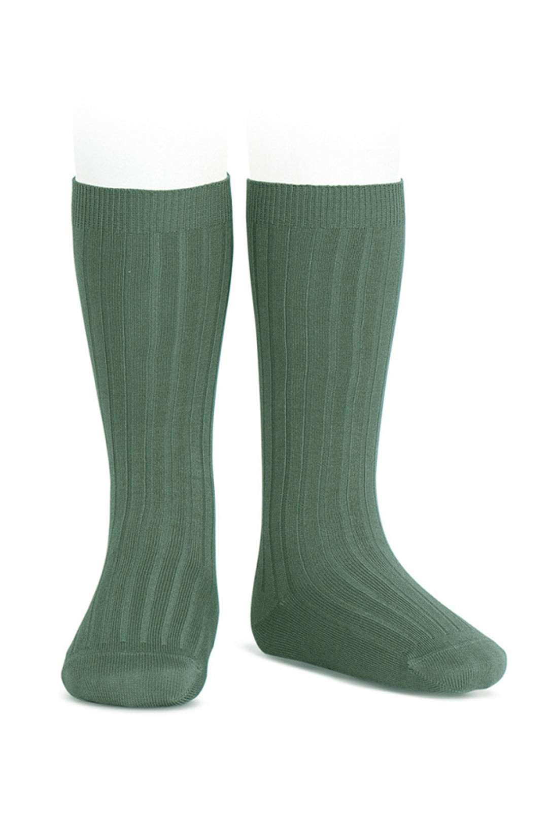 Condor Moss Green Wide Ribbed Knee High Socks | Millie and John