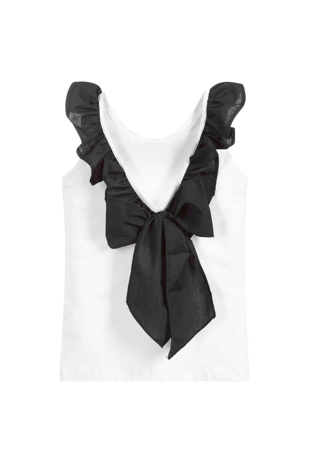 Phi Black Ruffle Bow Vest | Millie and John