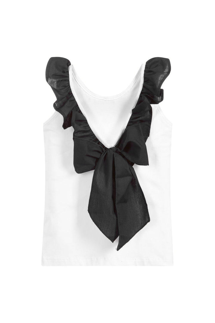 Phi Black Ruffle Bow Vest | Millie and John