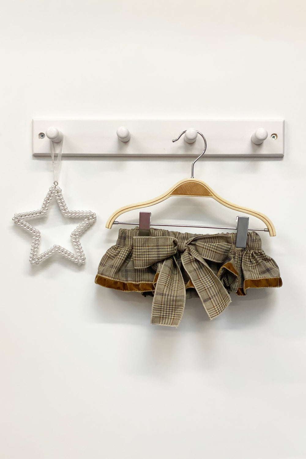 Phi Beige Tartan Bow Bloomers | Millie and John