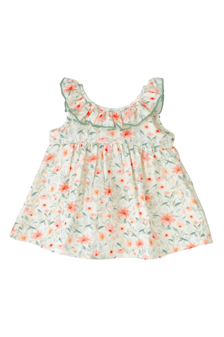 Calamaro "Selene" Sage Green Watercolour Floral Dress | Millie and John