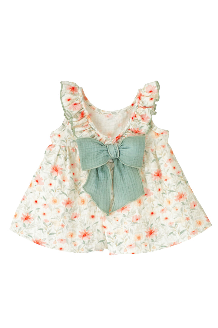 Calamaro "Selene" Sage Green Watercolour Floral Dress | Millie and John