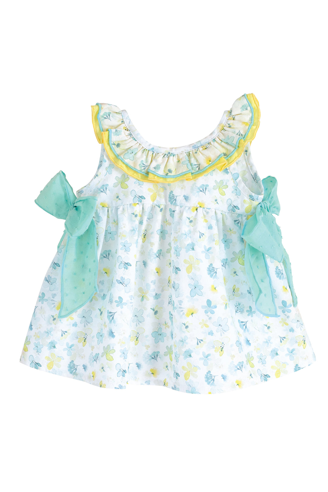 Calamaro "Willow" Turquoise & Lemon Floral Dress | Millie and John