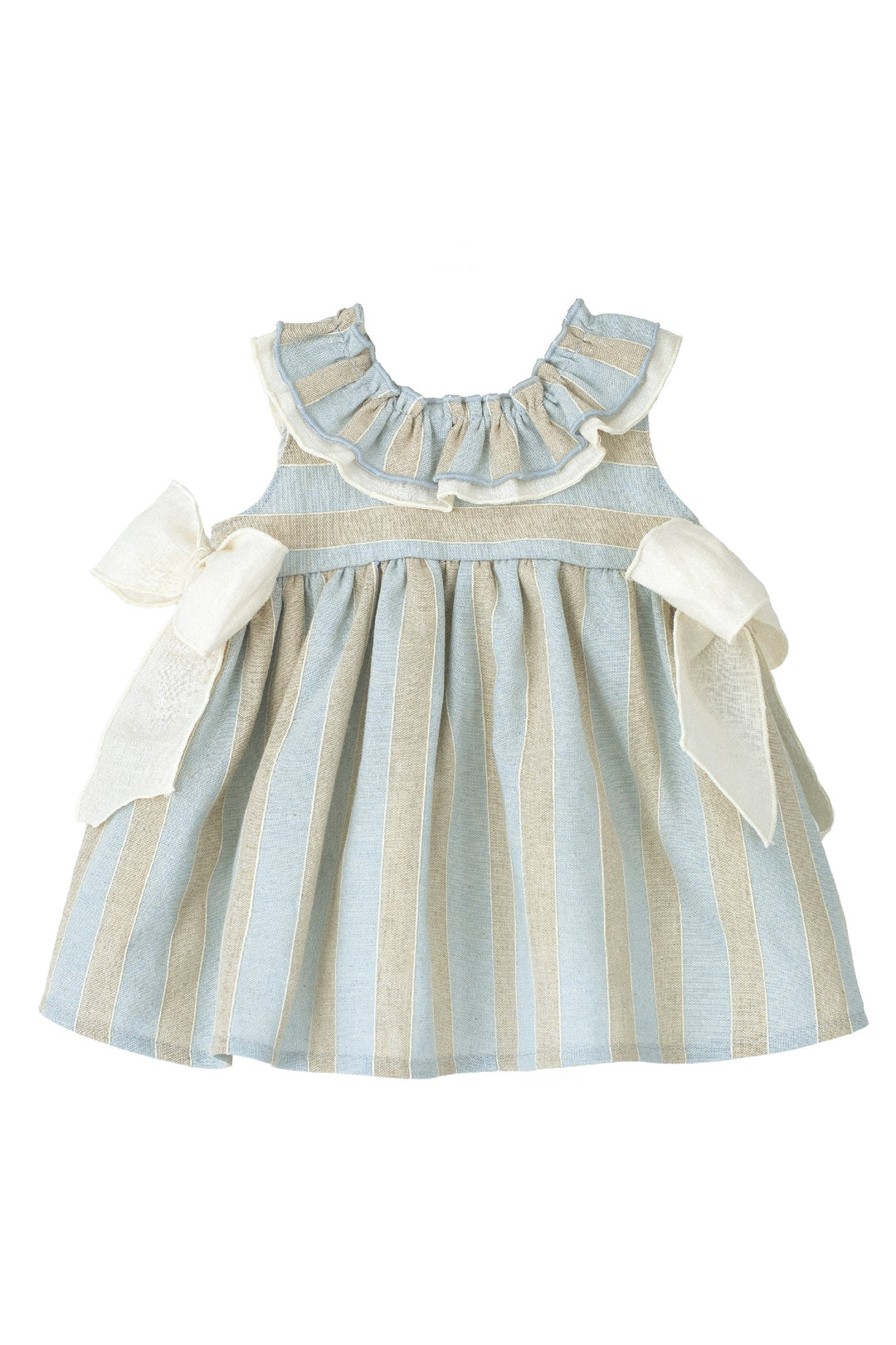 Calamaro Excellentt "Maeve" Powder Blue & Stone Striped Dress | Millie and John