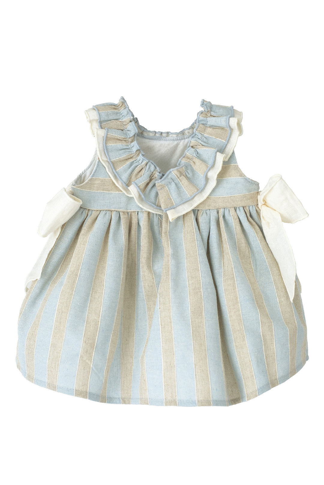 Calamaro Excellentt "Maeve" Powder Blue & Stone Striped Dress | Millie and John
