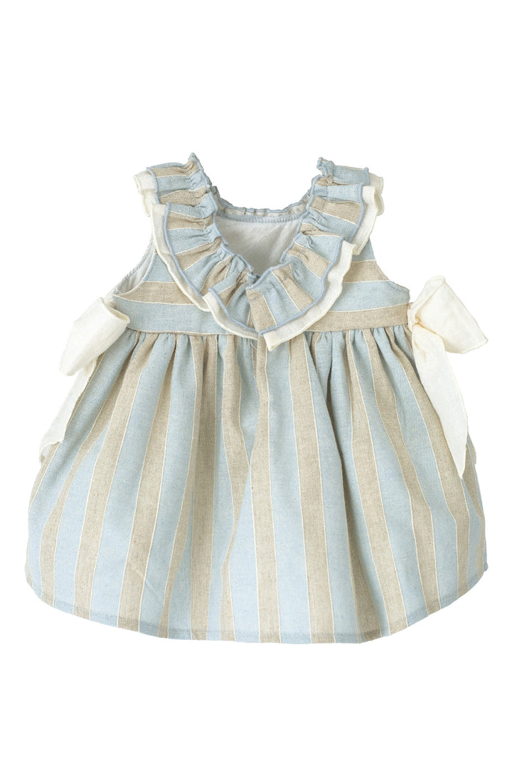 Calamaro Excellentt "Maeve" Powder Blue & Stone Striped Dress | Millie and John