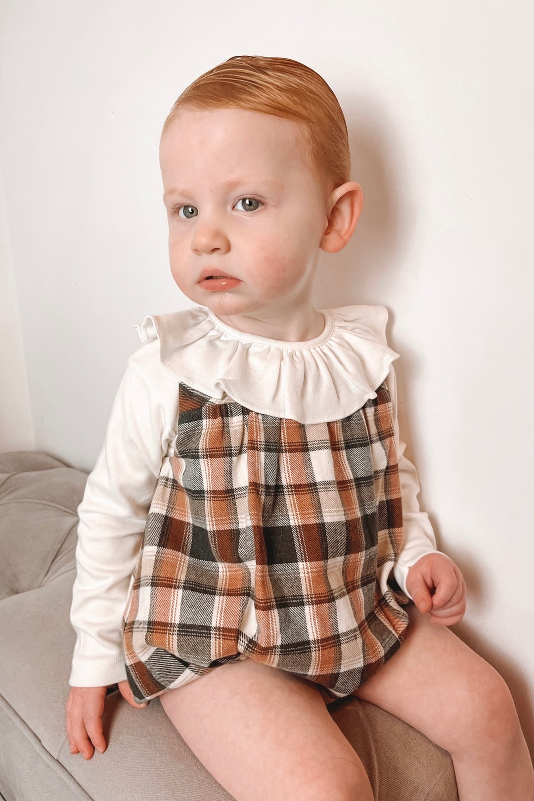 Pureté du Bebe "Holden" Rust Tartan Romper | Millie and John