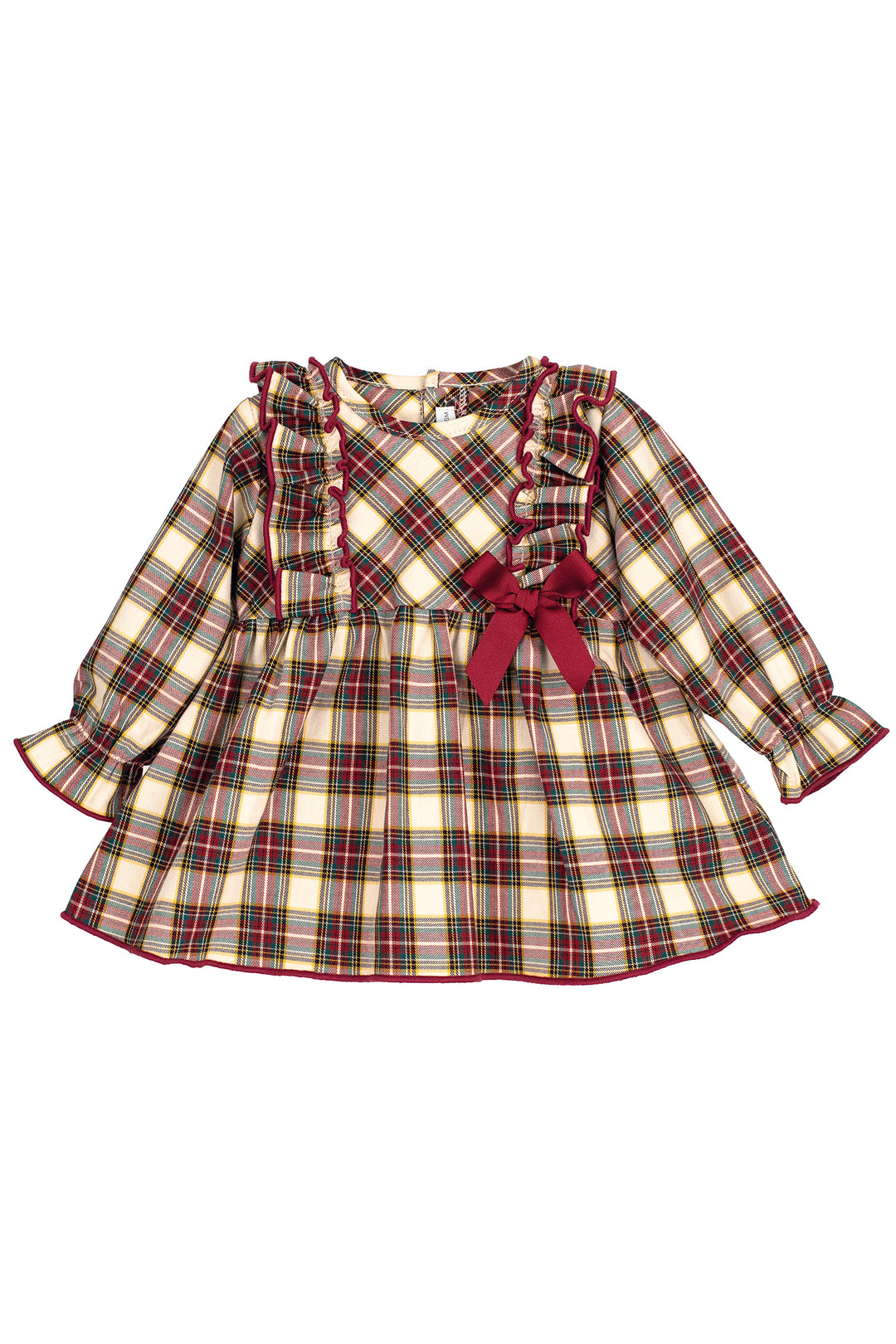 "Harriet" Burgundy & Oatmeal Tartan Dress