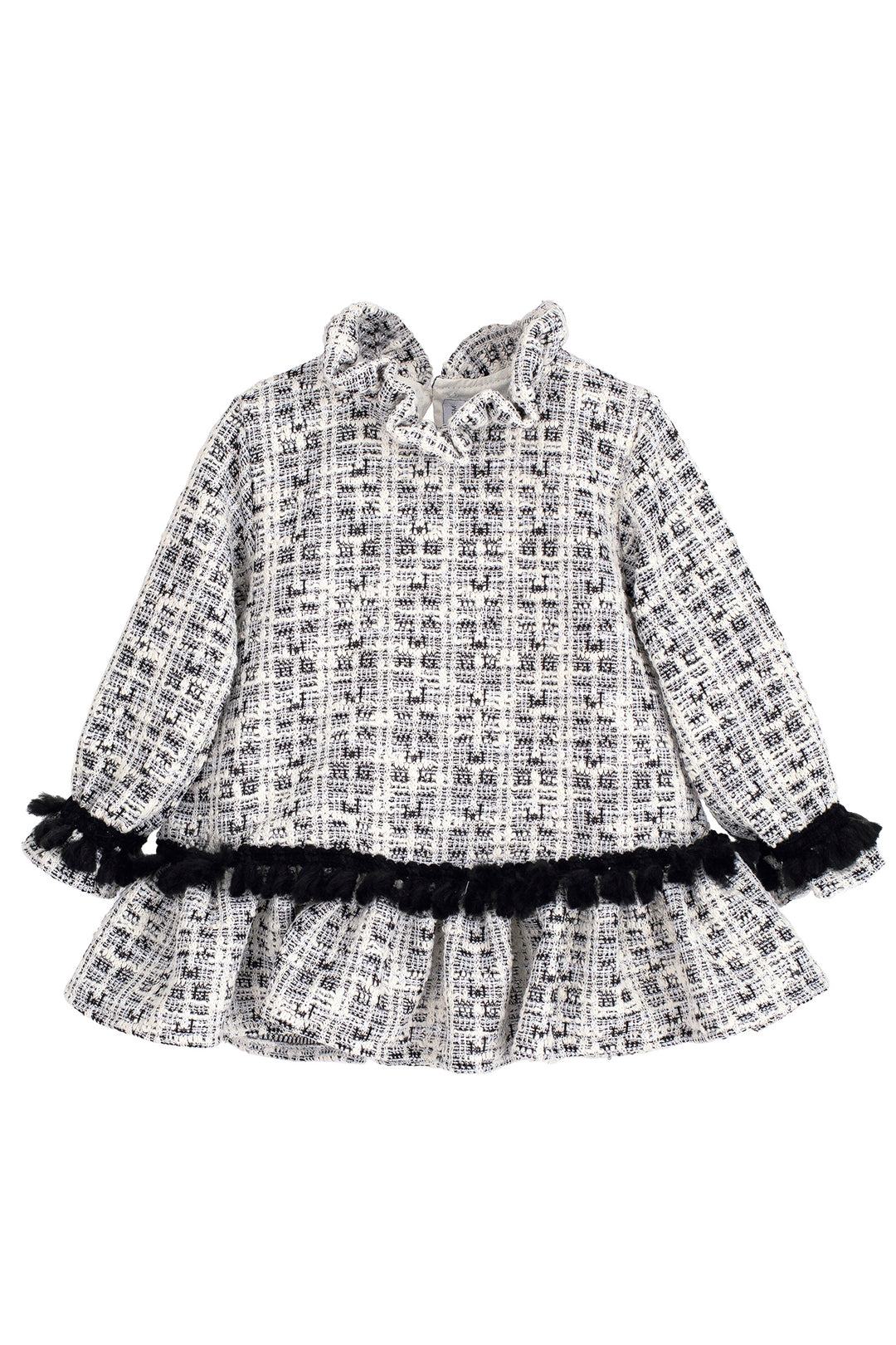 "Cosette" Black & White Shimmer Tweed Dress