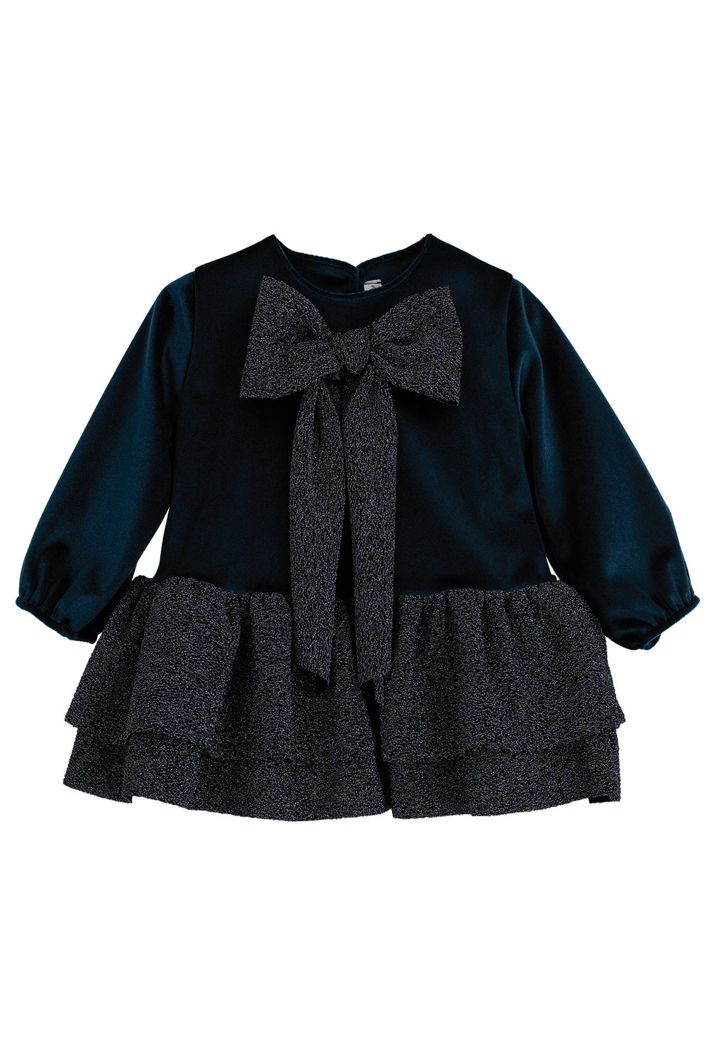 Calamaro Excellentt PREORDER "Seraphina" Sparkly Navy Velvet Drop Waist Dress | Millie and John