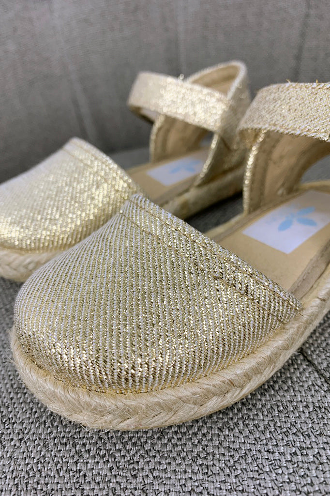 Sardon Gold Espadrille Sandals | Millie and John