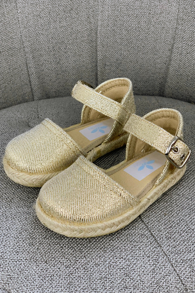 Sardon Gold Espadrille Sandals | Millie and John